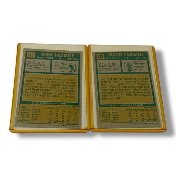 Wayne Cashman & Ken Hodge 1971-72 Topps Toploaded Hockey Card Lot - Picture 4 of 4